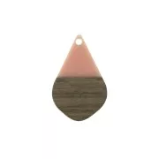 Pendentif goutte en résine imitation bois 28x18 mm Saumon / Marron x1