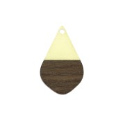 Pendentif goutte en résine imitation bois 28x18 mm Jaune Transparent / Marron x1|raw }}