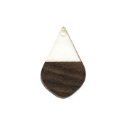 Pendentif goutte en résine imitation bois 28x18 mm Transparent / Marron x1|raw }}