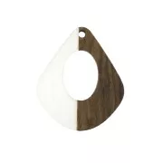 Pendentif goutte ajouré en résine imitation bois 32.5x27 mm Transparent/Marron x1