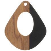Pendentif goutte ajouré en résine imitation bois 32.5x27 mm Noir - Marron x1|raw }}