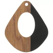 Pendentif goutte ajouré en résine imitation bois 32.5x27 mm Noir - Marron x1