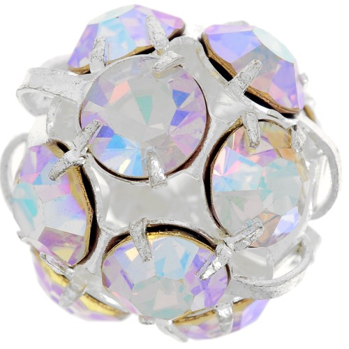 Perle ronde Strass 16 mm argenté Crystal AB