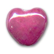 Coeur en céramique 20 mm Fuchsia irisé