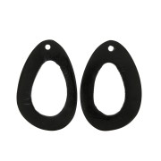 Pendentifs ethniques en corne - forme ovale irrégulière 59x39 mm Noir x2