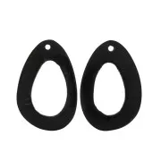 Pendentifs ethniques en corne - forme ovale irrégulière 59x39 mm Noir x2