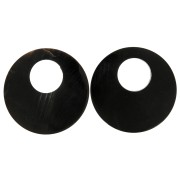 Pendentifs ethniques en corne avec gravure - forme rond 50 mm Noir x2