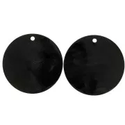 Pendentifs ethniques en corne avec gravure fleur - forme rond 50 mm Noir/Marron x2