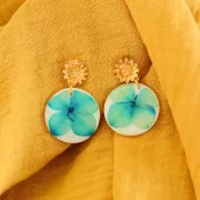 Assortiment de fleurs séchées et pressées pour création diy - Bleu x1