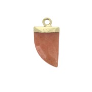 Mini pendentif dent de requin - imitation gemme 20mm Aventurine Rouge/Doré x1