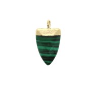 Mini pendentif pointe avec pierre imitation gemme 18 mm Malachite / Doré x1|raw }}