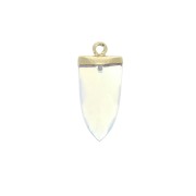 Pendentif pointe avec pierre imitation gemme 25 mm White Opal / Doré x1