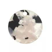 Sequin rond en plexiglas 19 mm effet écaille de tortue - Beige / Noir x1