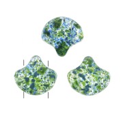 Perles en verre Ginko Duo 2 trous 7.5x7.5 mm Confetti Splash Blue Green x10g