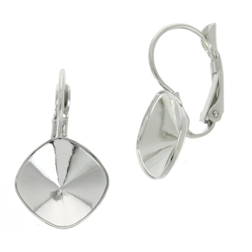 Dormeuses porte-cabochon à coller PureCrystal 4470 12 mm - Rhodié x2