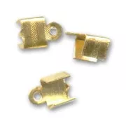 Pince lacet plat 4 mm doré à l'or fin x6