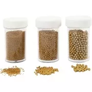 Assortiment de mini billes en verre de 0.6 à 3 mm - Doré x3