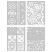 Silk Screen Graine Créative pour Pâte polymère 115x150mm - 4 motifs Déco