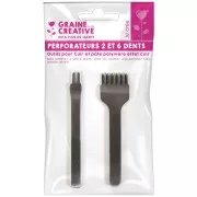 Perforateurs 2 et 6 dents pour cuir et pâte Fimo effet cuir x2