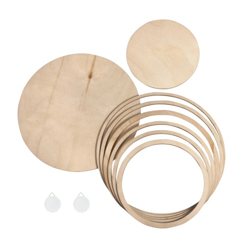 Assortiment de cercles en bois pour la décoration DIY x8