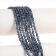 Rondes aplaties facettées 4x3 mm pierre gemme teintée - Quartz Bleu Marine x35cm