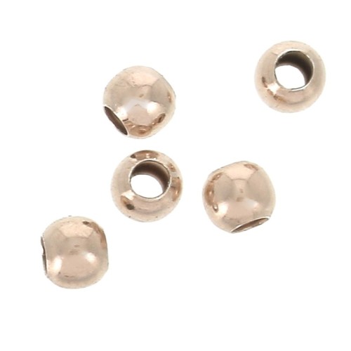 Perles rondes 3 mm en Argent 925 Doré Rose x50