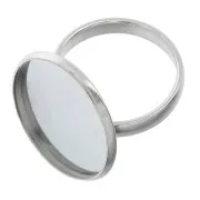 Bague serti réglable pour cabochon fond plat 20 mm en Acier inox x1