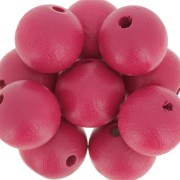 Perles rondes en bois 15 mm Fuchsia x 5