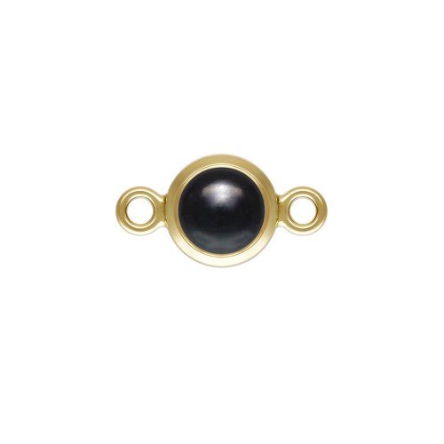 Intercalaire rond 4.6 mm Imitation Black Onyx - Gold filled (or laminé)  x1