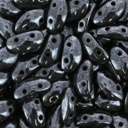 Perles en verre MobyDuo 2 trous 3x8 mm Jet Hematite x50|raw }}