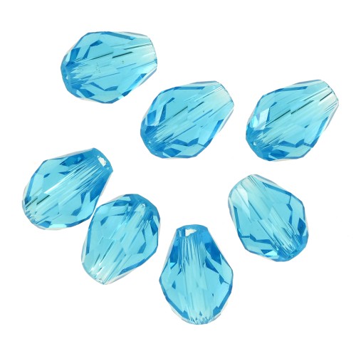 Perles poires en verre facetté 6x8 mm - Aquamarine x20
