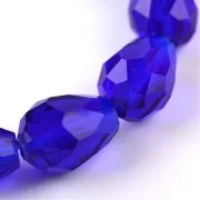 Perles poires en verre facetté 6x8 mm - Dark Sapphire x20