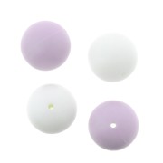 Perles en silicone 18 mm pour attache sucette/tétine - Lavande / Blanc x4