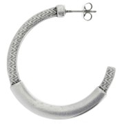 Créoles fantaisie ethnique 39 mm - Placage Argent fin vieilli x2