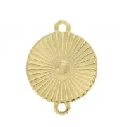 Intercalaire rond effet plissé et résine époxy 21x15.8 mm - coeur - Doré à l'or fin / Noir x1