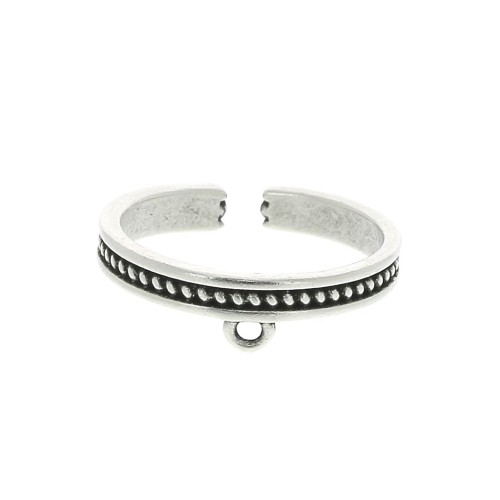 Bague réglable avec 1 anneau - motif ethnique - Placage Argent fin vieilli x1