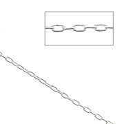 Chaîne fine maille Forçat ovale allongée 1 mm - Placage argent fin x1m