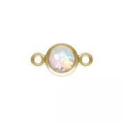 Intercalaire rond 4.6 mm Imitation White Opal - Gold filled (or laminé) x1