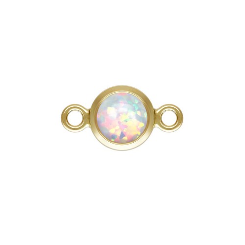 Intercalaire rond 4.6 mm Imitation White Opal - Gold filled (or laminé) x1