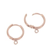 Dormeuses créoles forme ronde avec anneau ouvert 17 mm - Argent 925 Doré Rose x2