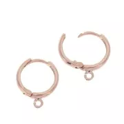 Dormeuses créoles forme ronde avec anneau ouvert 17 mm - Argent 925 Doré Rose x2