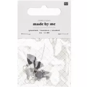 Pompons en coton 11 mm avec anneau ouvert argenté - Mix Gris x6