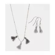 Pompons en coton 11 mm avec anneau ouvert argenté - Mix Gris x6