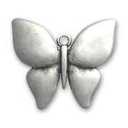 Pendentif papillon 38x44 mm Placage Argent fin vieilli x1