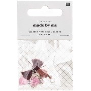 Pompons en coton 11 mm avec anneau ouvert argenté - Mix Rouge x6