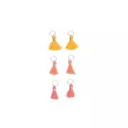 Pompons en coton 11 mm avec anneau ouvert argenté - Fluo x6