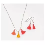 Pompons en coton 11 mm avec anneau ouvert argenté - Fluo x6