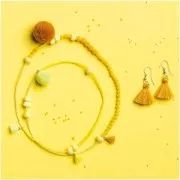 Pompons en coton 11 mm avec anneau ouvert argenté - Fluo x6