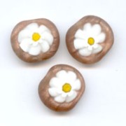 Murano ronde plate 12 mm Pailletes d'or Mat x1|raw }}