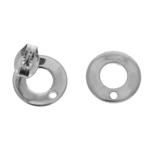 Clous d'oreilles cercle 10 mm avec 1 trou en Acier inox 304 x2